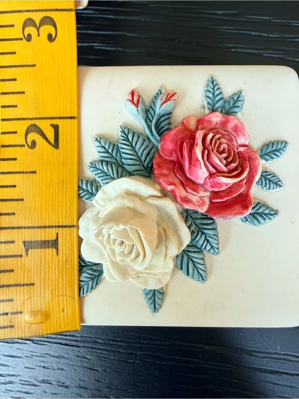 Vintage Floral Ceramic Trinket Box with Pink and White Roses 🌹- Made in U.K.
